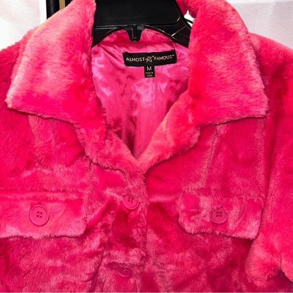 Almost Famous Hot Pink Teddy Jacket - Picture 2 of 4
